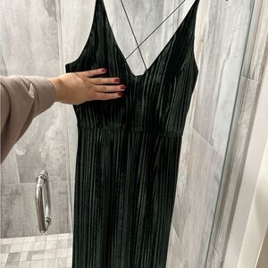 Dark Green Velvet Midi Dress